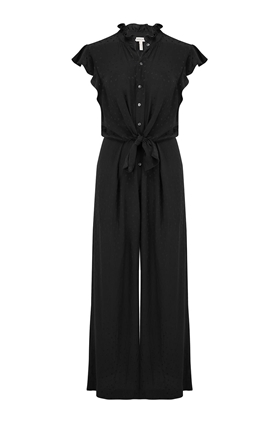 heart jacquard silk jumpsuit in black