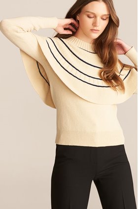 textural stitch caplet jumper in natural navy
