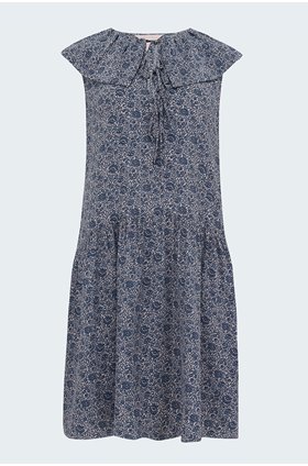 vine print dress in storm blue combo