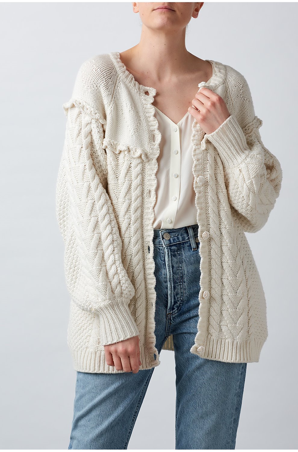 white boyfriend cardigan