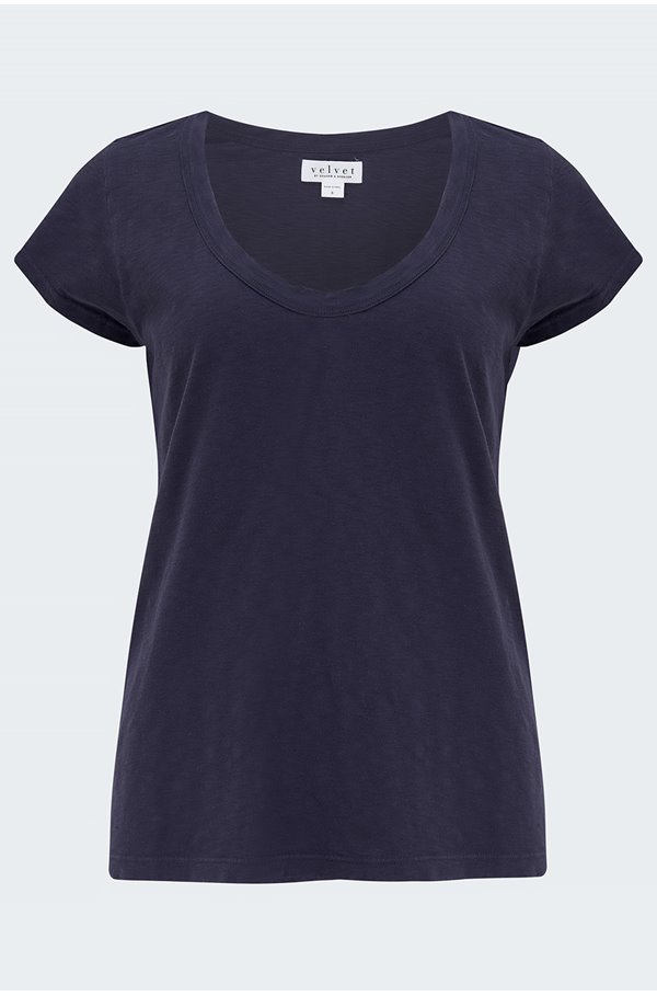 Velvet by Graham & Spencer Velvet - Katie Scoop Neck Tee In Ink