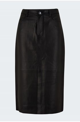 midi leather skirt in noir