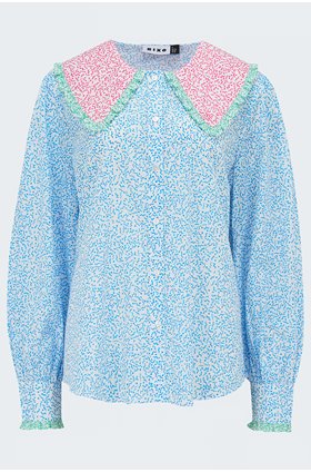 misha blouse in squiggle blue