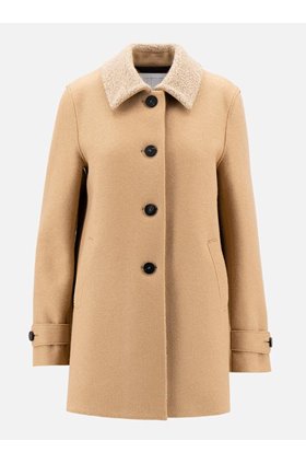 loden boucle coat in tan