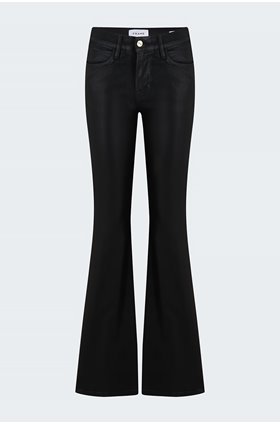 le high flare jean in noir coated
