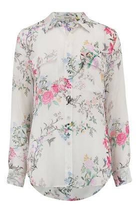 Equipment Signature Garden Soiree Print Shirt in Nature White