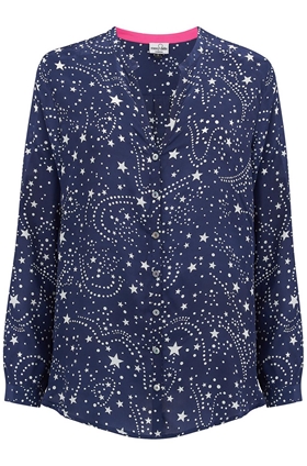 hale galaxy print blouse in blue