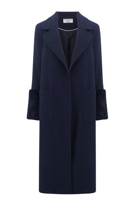 Helene Berman Ruth Long Collar Coat in Navy