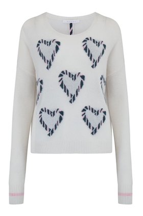 Duffy Heart Jumper in Cream and Bubble