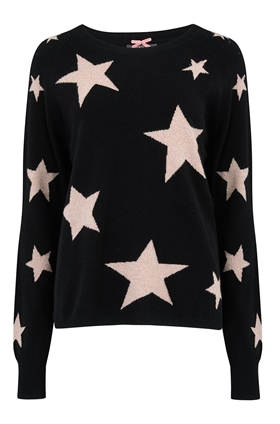 Cocoa Cashmere Lurex Star Jumper in Black, Oatmeal and Copper