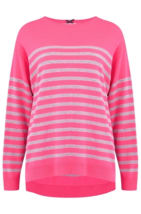 Cocoa Cashmere Stripe Jumper in Bowie and Grey