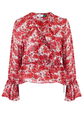Rixo Roisin Ruffle Wrap Top in Diana Floral