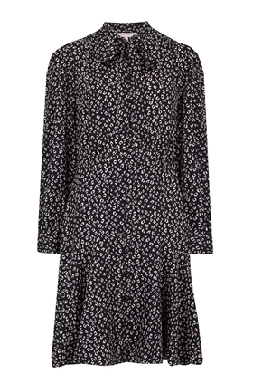 Rebecca Taylor Long Sleeve Mini Cheetah Dress in Black Combo