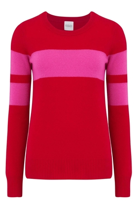 Madeleine Thompson Pompiano Bold Stripe Jumper in Red and Pink