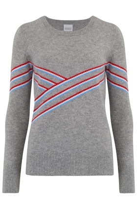 Madeleine Thompson Pavillo Jagged Stripe Jumper in Grey