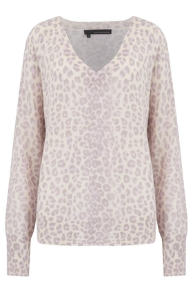 360 Sweater Sylvia V-Neck Jumper in Purple Haze and Chalk