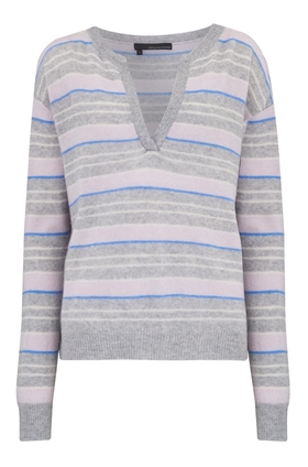 360 Sweater Rosa Polo Neck Jumper in Heather Grey Multi