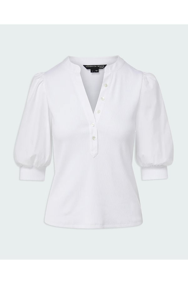 Veronica Beard Coralee Poplin And Ribbed Stretch Pima Cotton-jersey Top In White