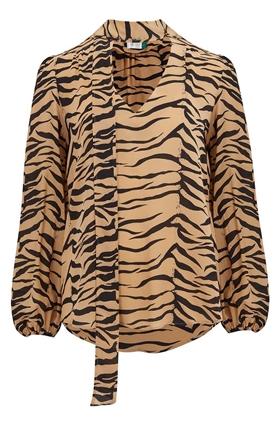 Rixo Moss Blouse in Neutral Tiger