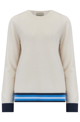 Jumper1234 Multi Stripe Boxy Jumper in Cream and Sky Blue
