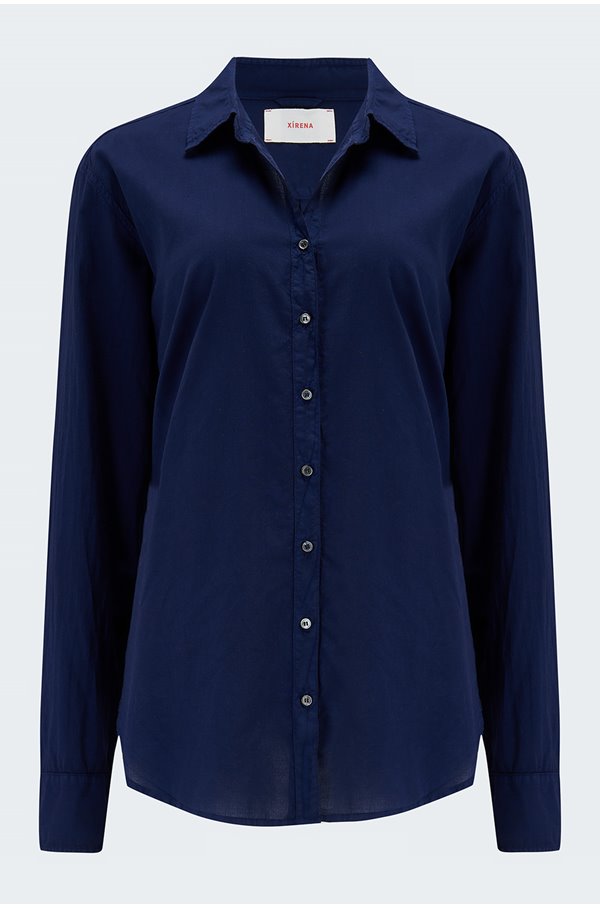 Xirena Beau Poplin Shirt In Navy In Blue
