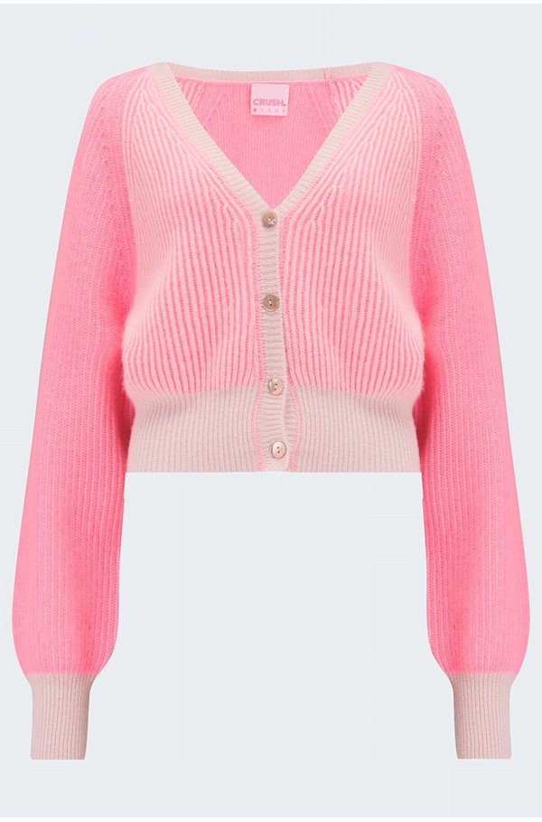 Crush Moana Plaited Cardigan In Popsicle Cosmo In Pink