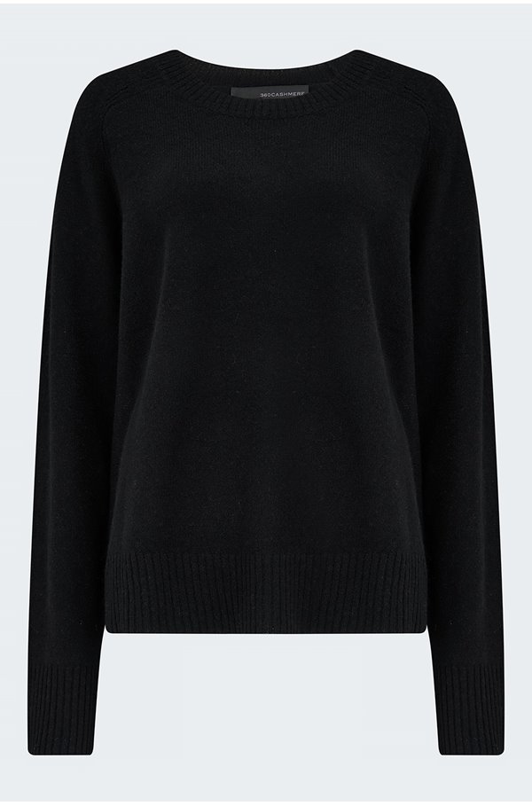 360 cashmere - taylor easy crew in black