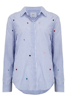 Rails Taylor Shirt in Rainbow Embroidered Hearts