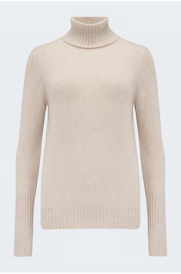 Allude Slim Roll Neck In Marble In Neutral