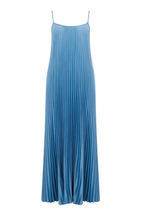 Vince Pleated Cami Dress in Blue Pumice