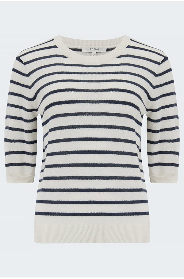 Frame The Gathered Sweater In Cream Multi In White&#47;multi