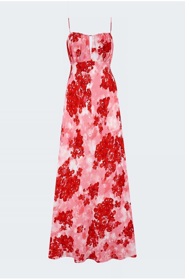 Faithfull The Brand San Paolo Midi Dress In Rosella Floral In Red