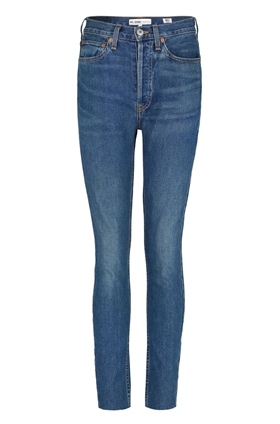 Re/Done High Rise Ankle Crop Jean in Dark