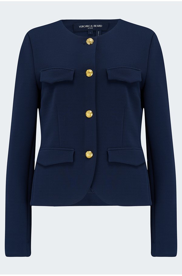 Veronica Beard Kensington Knit Jacket In Marine In Blue