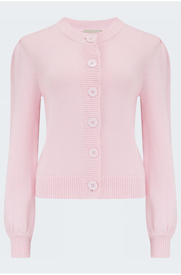 Jumper 1234 Puff Sleeve Cardigan In Pale Pink