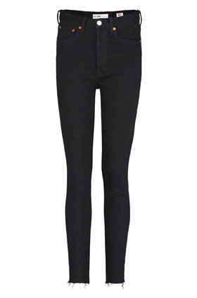 Re/Done High Rise Ankle Crop Jean in Black