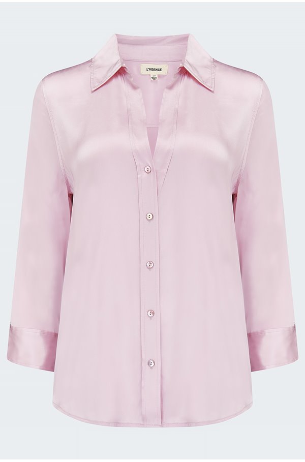 Shop L Agence Dani Blouse In Lilac Snow In Pink&#47;purple