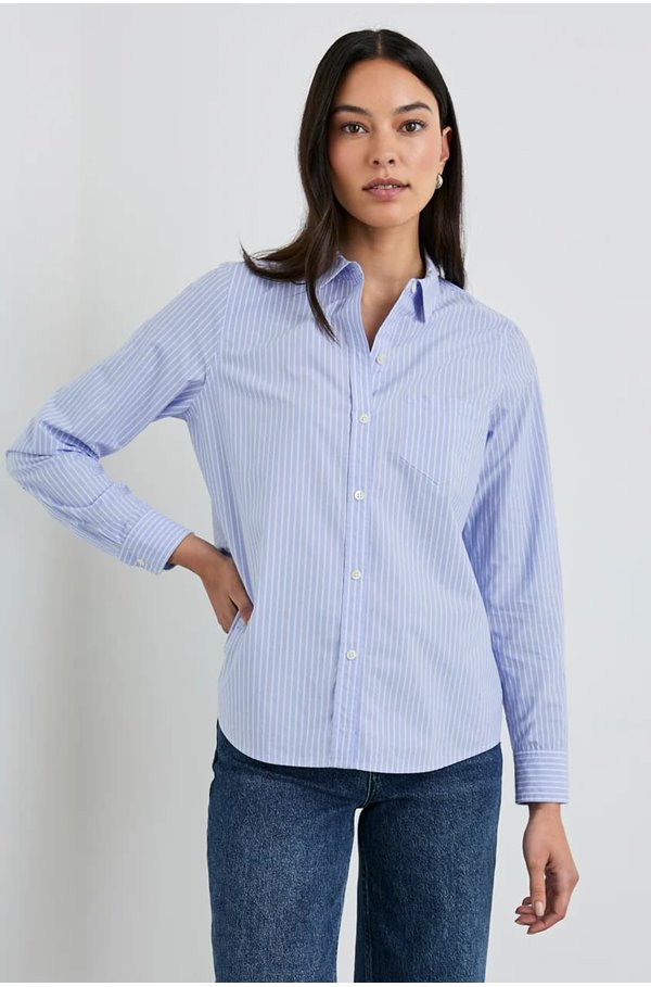 Rails Ellis Gauze Cotton Button Down Shirt In Blue