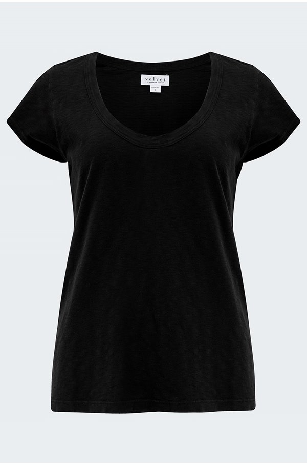 Velvet by Graham & Spencer Velvet - Katie Scoop Neck Tee In Black