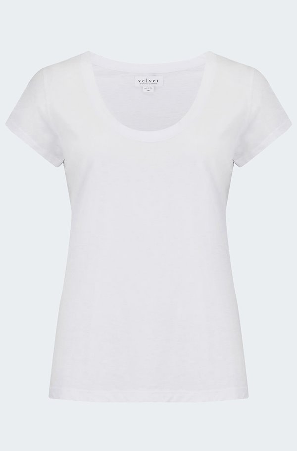 Velvet by Graham & Spencer Velvet - Katie Scoop Neck Tee In White