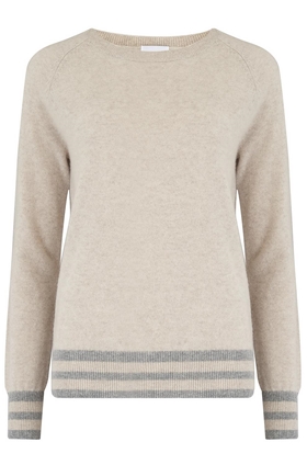 Madeleine Thompson Marina Stripe Hem Jumper in Wheat