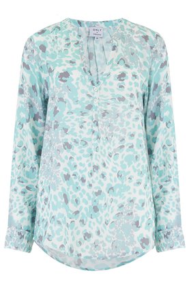 Trilogy Clothing Penelope Blouse in Mint Animal Print