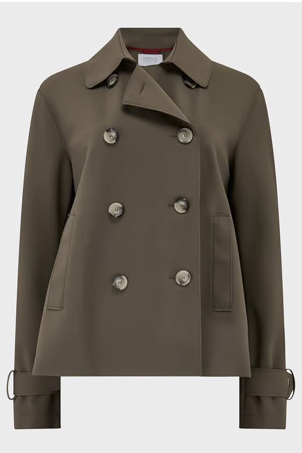 cropped trench in dark khaki