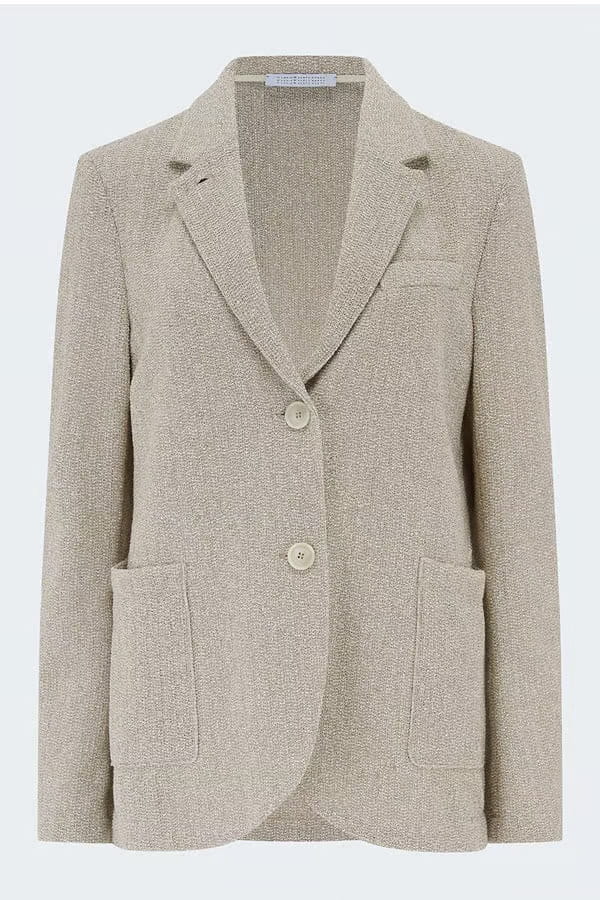 stand up collar blazer in white beige