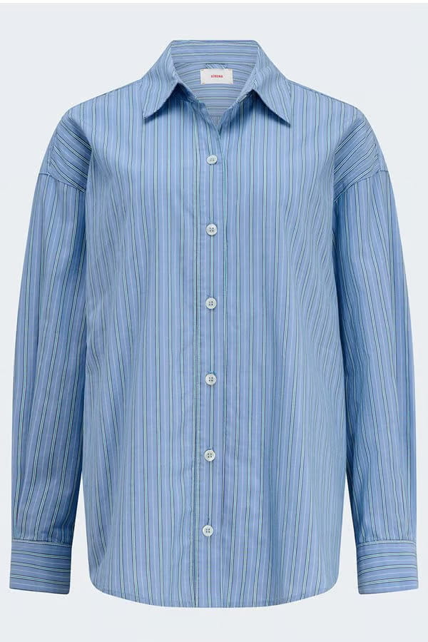 hayven striped shirt in chambray teal