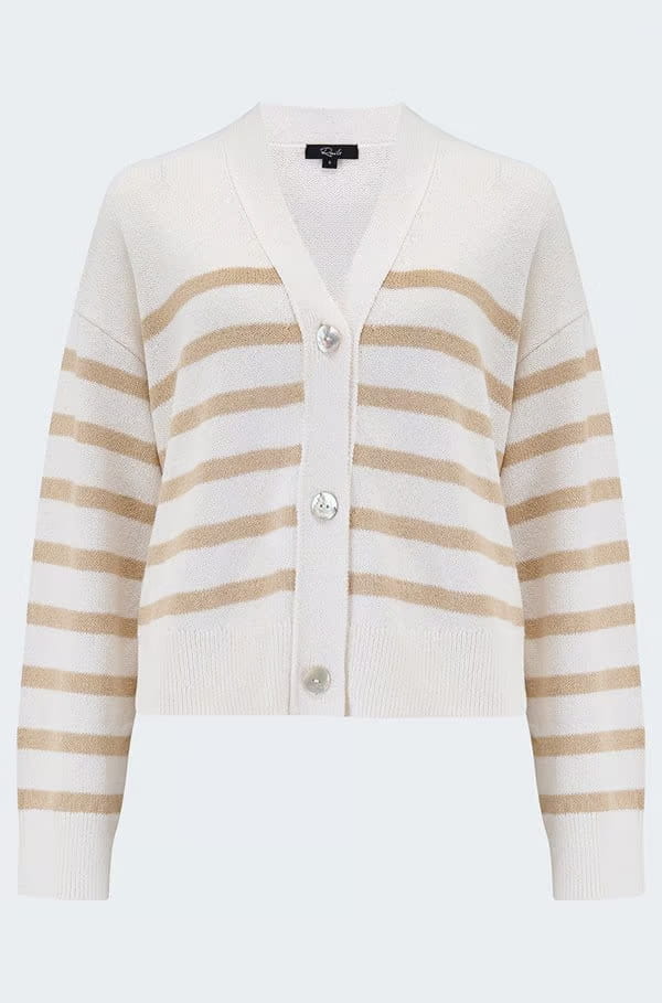 Geneva Cardigan In Sand Stripe