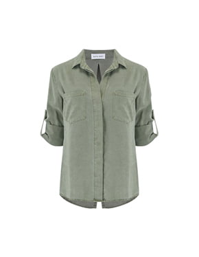 BELLA DAHL - Split Button Down Shirt In Soft Army