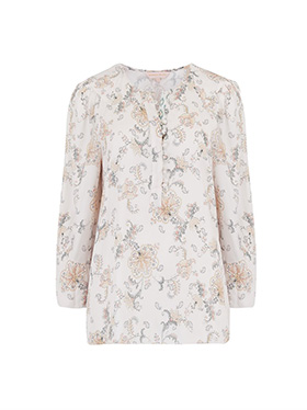 REBECCA TAYLOR - Long Sleeve Paisley Top in Vanilla Combo