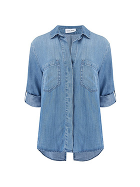 BELLA DAHL - Split Button Down Shirt in Medium Ombre