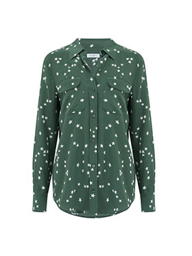 EQUIPMENT - Slim Signature Shirt in Cilantro & Natural White